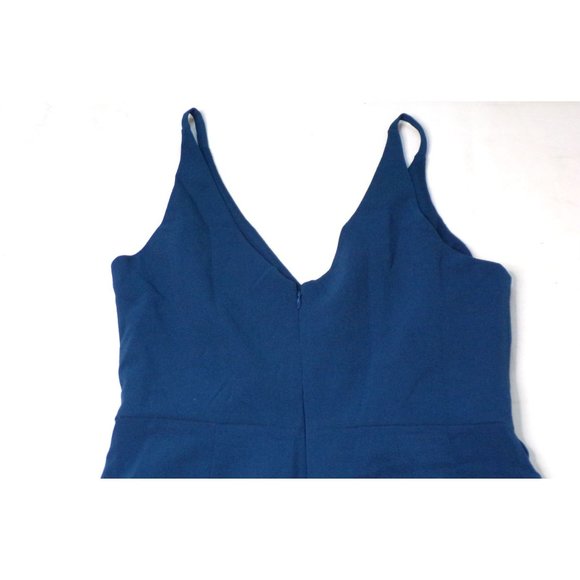 🆕 DRESS THE POPULATION Sam Ruched Jumpsuit Peacock Blue Large 10-12 - Picture 7 of 8